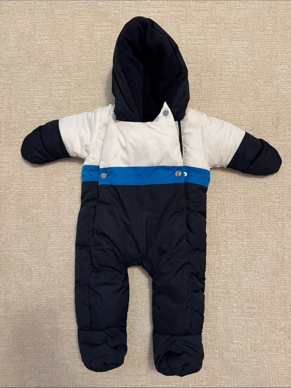 Jacadi Navy, White & Blue Baby One-Piece Snowsuit